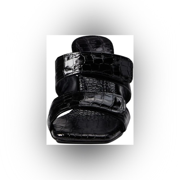 Freda Salvador Adria Black Croc-Embossed Women's Heeled Sandals - Picture 3 of 12